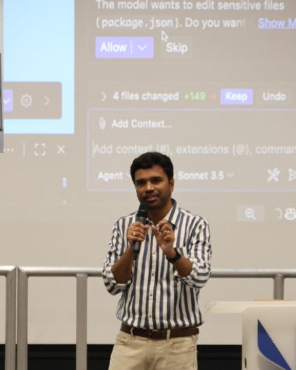 Rahul Shetty speaking at QA Summit London